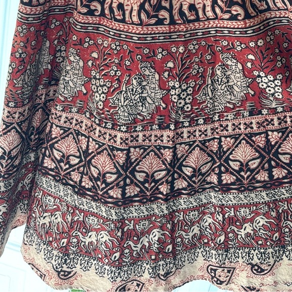 MAYA Elephant Lion FINAL PRICE* Wrap Skirt Cotton Tan Orange Black size S/M - Picture 5 of 6